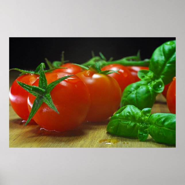Affiche Tomates avec des herbes fraîches (Devant)