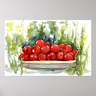 Affiche Tomates Cerises Jardin Légume Aquarelle