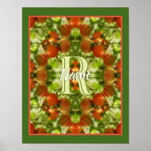 Affiche Tomates de jardin personnalisées avec initiale de