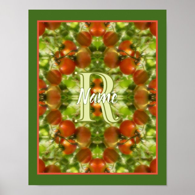 Affiche Tomates de jardin personnalisées avec initiale de  (Devant)