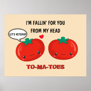 Affiche Tomates en amour Cute Romantique Saint Valentin