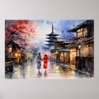 Tombe de nuit à Gion - Art Print Collection