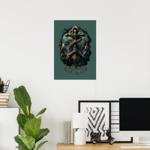 Affiche Tombe Océanique Kraken Ancre Fantastique Sombre