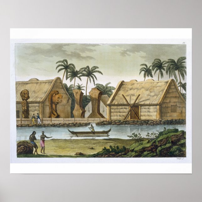 Affiche Tombeau de Tamahamah à Kaiakakooa, Iles Sandwich, (Devant)