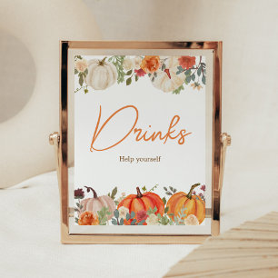 Affiche Tomber dans l'amour Citrouille Floral Boissons Bab