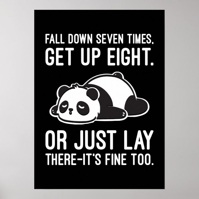 Affiche Tomber Sept Fois, Se Lever Huit - Lazy Panda (Devant)