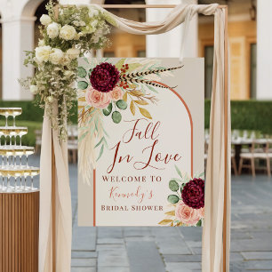 Affiche Tombez amoureux Bienvenue à la Baby Shower Florale