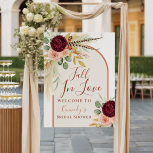 Affiche Tombez amoureux Bienvenue à la Baby Shower Florale