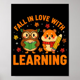 Affiche Tombez amoureux de l'apprentissage Vintage Hibou e