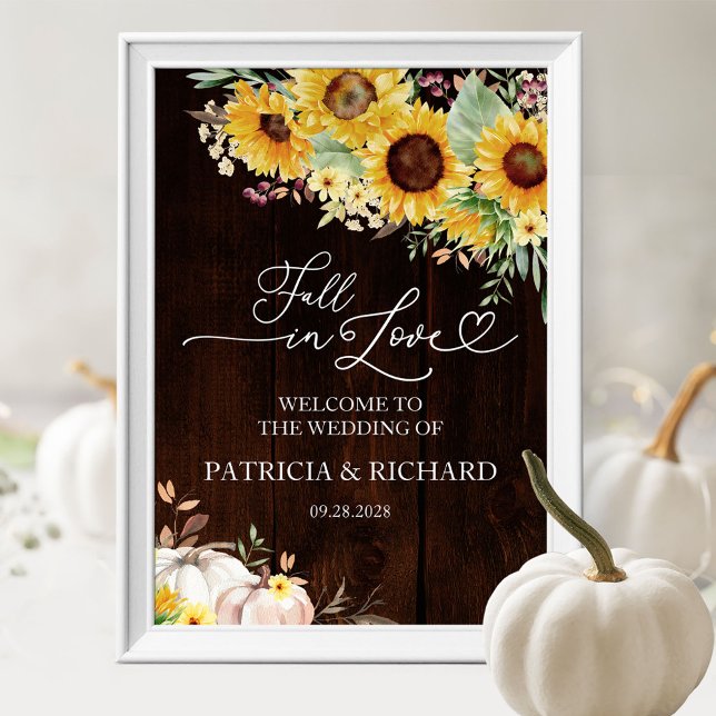Affiche Tombez amoureux Tournesol Citrouille Mariage Bienv (Créateur téléchargé)