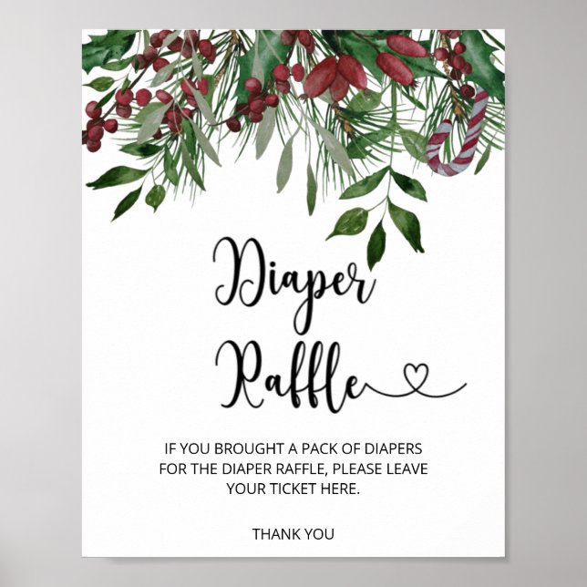 Affiche tombola de couche à feuillage persistant (Devant)