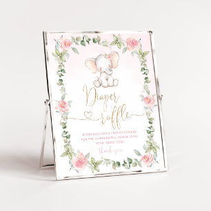 Affiche tombole à couche d'éléphant rose