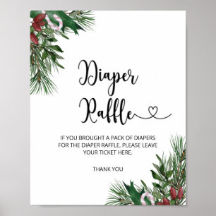 Affiche tombole à feuillage persistant hiver