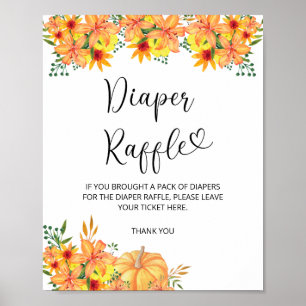 Affiche tombole citrouille de l'automne floral