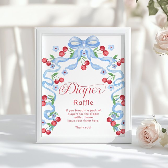 Affiche tombole de la couche de cerise Bleu arc Whimsical (Créateur téléchargé)