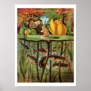 Affiche Tommelise très désolé sur la feuille de lys d'eau,