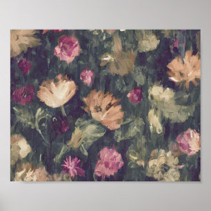 Affiche Tonalités assourdies floral vintage