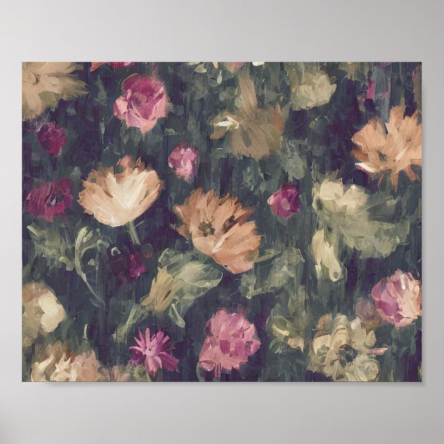 Affiche Tonalités assourdies floral vintage  (Devant)