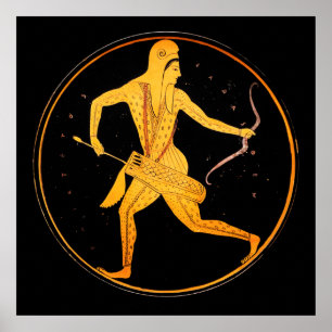 Affiche Tondo Archer Scythe Grec Attique Figure Rouge