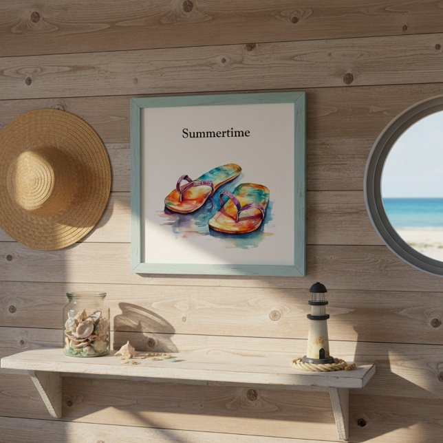 Affiche tongs colorés aquarelle personnalisable (Créateur téléchargé)