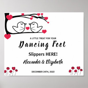 Affiche Tongs de danse Pieds   Panneau de mariage Love Bir