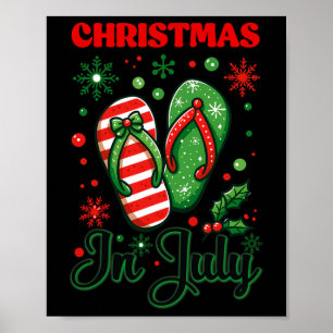 Affiche Tongs de Noël en juillet Tongs Xmas Été