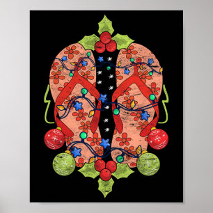 Affiche Tongs de Noël Lumières Été Tropical Noël I