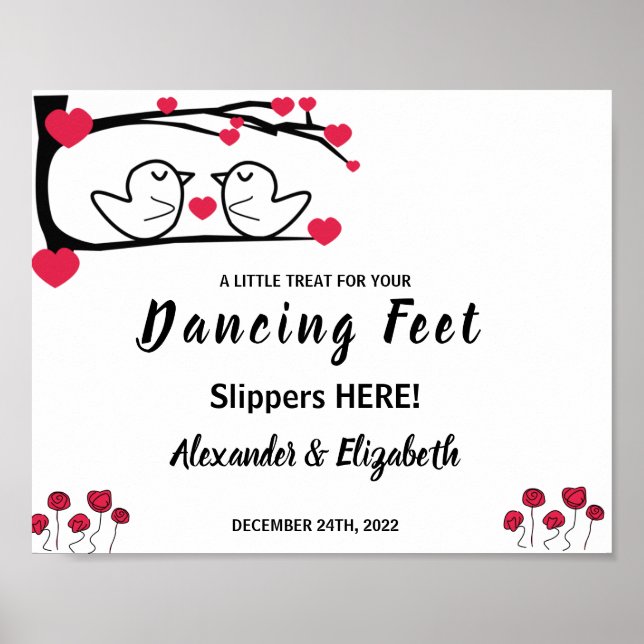 Affiche Tongs de pieds dansants | Panneau de mariage d'ois (Devant)