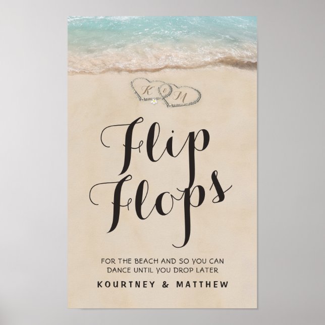 Affiche Tongs de plage tropicales pour mariage (Devant)