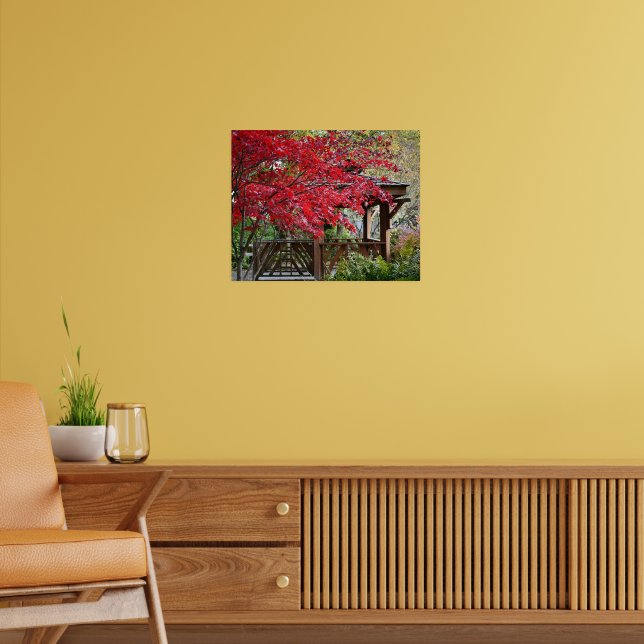 Affiche Tonnelle de jardin et feuilles d'érable rouges (Salon 2)