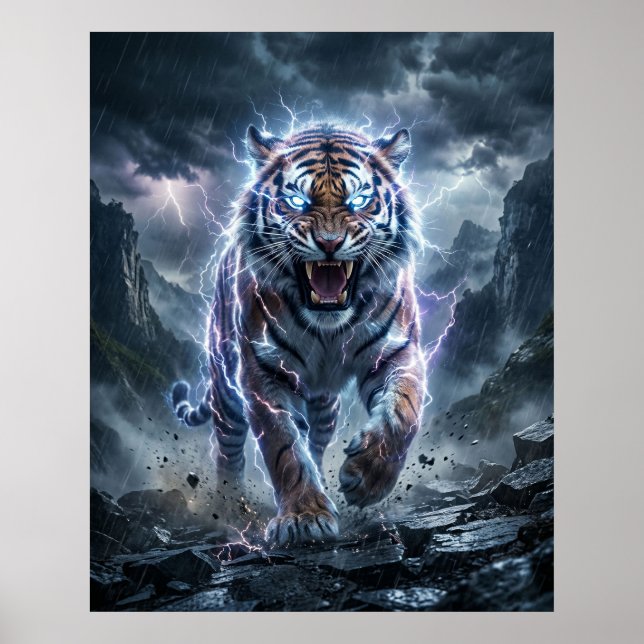 Affiche Tonnerre Tigre Tempête Diviser (Devant)