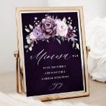 Affiche Tons de Dusty Fête des mariées violet Mimosa Bar<br><div class="desc">Élégante et moderne panneau de bar mimosa fleurie en milieu d'été avec un bouquet de pivoines roses aquarelles dans les tons de prune violette, rose poussiéreux, rose poussiéreux, mauve, sauge avec feuilles botaniques verdoyants et eucalyptus. S'il vous plaît trouver d'autres modèles et variantes de mon magasin "blissweddingpaperie". Et n'hésitez pas...</div>