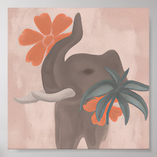 Affiche Tons de terre Éléphant art minimaliste