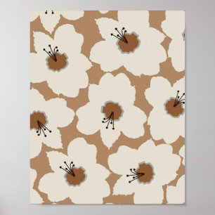 Affiche Tons de Terre Floral Rétro
