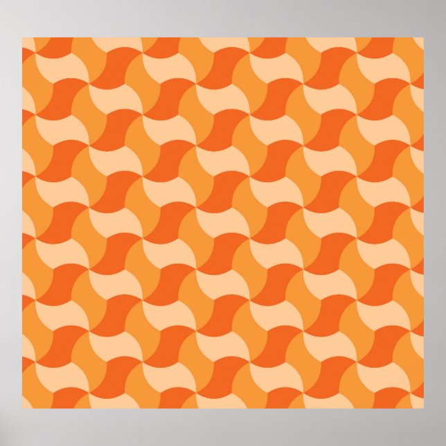 Affiche Tons oranges géométriques : Carreaux Abstraits (Devant)