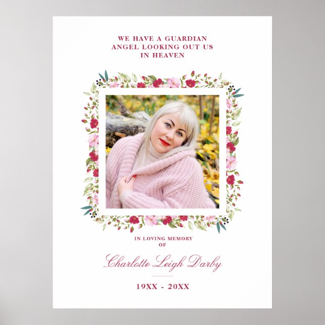 Affiche Tons rose et rouge Botanique Floral Garland Photo (Devant)