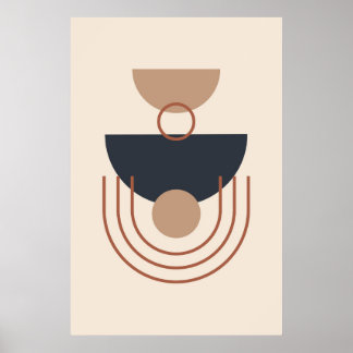 Affiche Tons Terre Art géométrique moderne