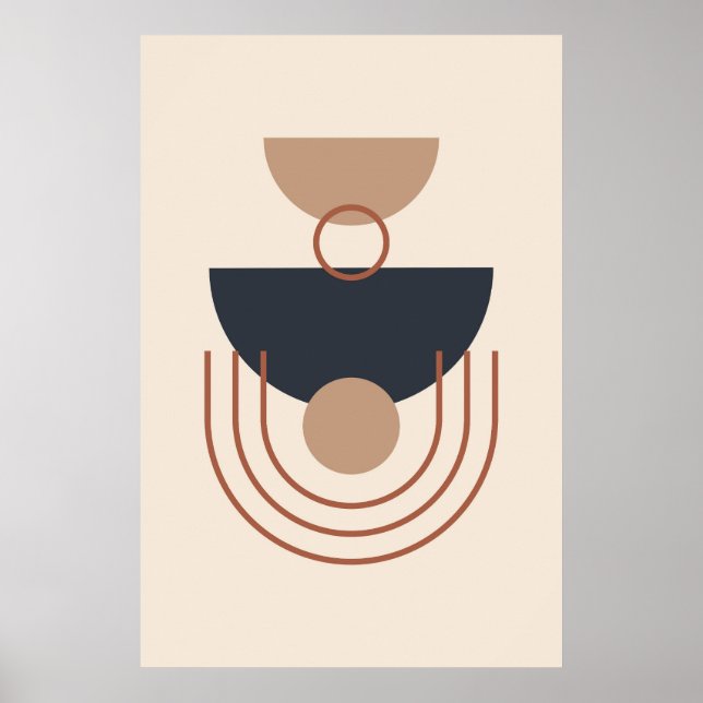 Affiche Tons Terre Art géométrique moderne (Devant)