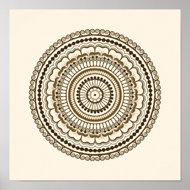 Affiche Tons Terre Brown Henna Mandala (Devant)