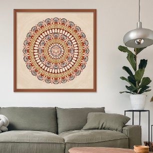 Affiche Tons Terre Chaude Lotus Henna Mandala