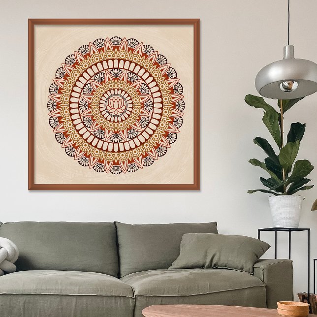 Affiche Tons Terre Chaude Lotus Henna Mandala (Créateur téléchargé)