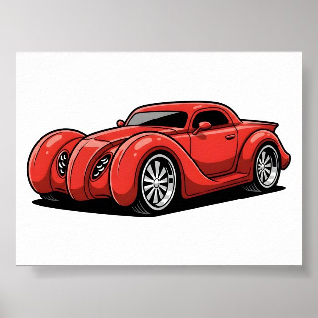Affiche Toon Hotrod Spirale Rouge Lava (Devant)