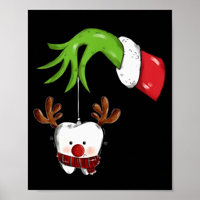 Affiche Tooth Dentist Dental Istant Teeth Christmas Rudolp (Devant)