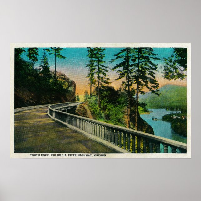 Affiche Tooth Rock sur Columbia River River, OU (Devant)