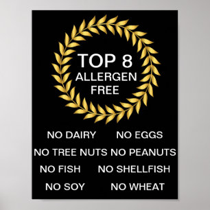 Affiche Top 8 Allergène Libre Allergy Restaurant Boulanger