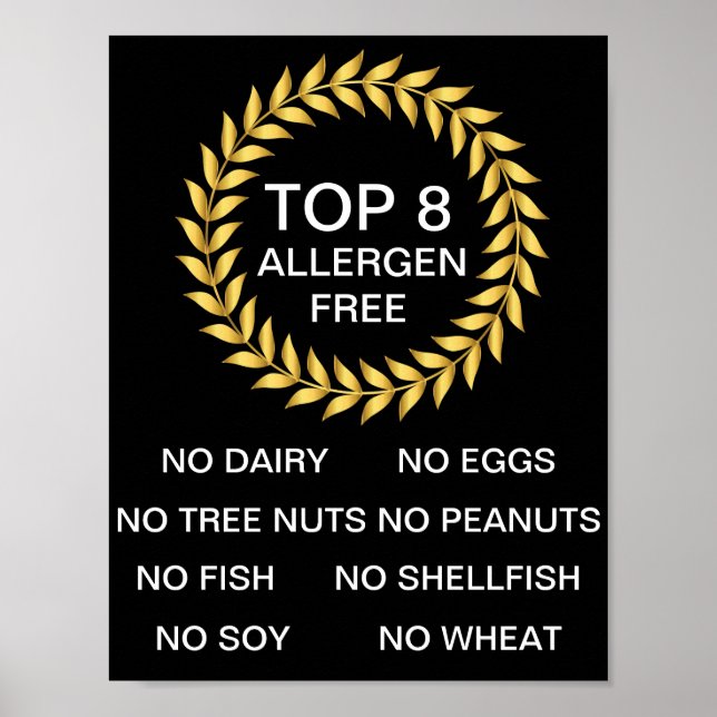 Affiche Top 8 Allergène Libre Allergy Restaurant Boulanger (Devant)