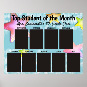 Affiche Top étudiant du mois affichage photo en classe