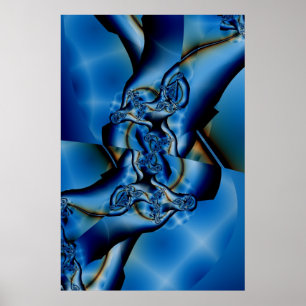 Affiche Topaz   Art fractal bleu et blanc