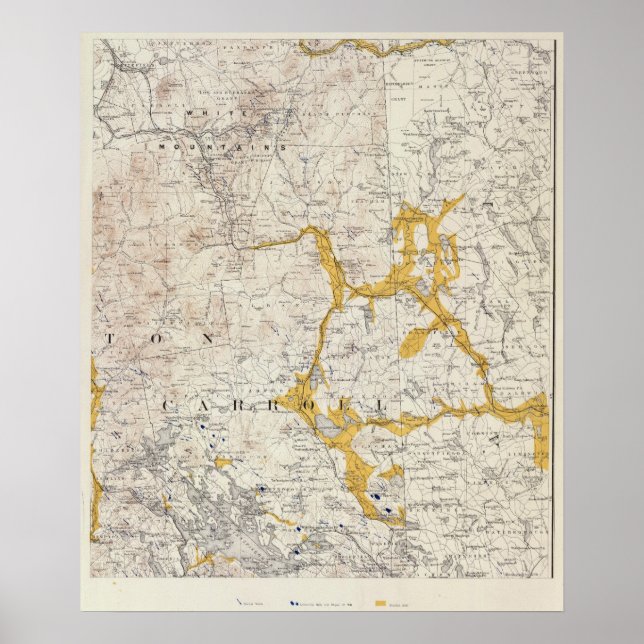 Affiche Topographic and Glacial Map of New Hampshire 2 (Devant)
