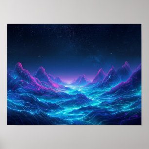 Affiche Topographie éthérique : une odyssée synthwave néon